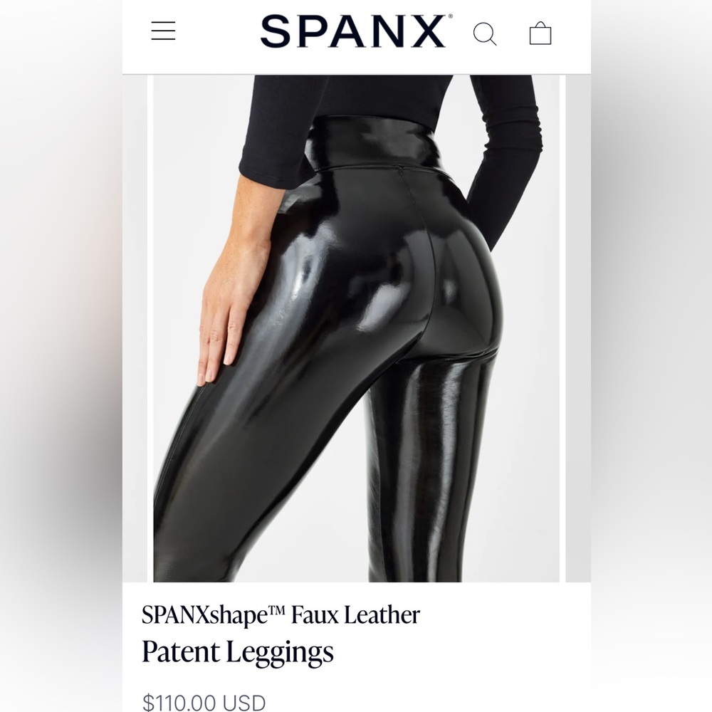 SPANX Black Patent Leather Leggings XL